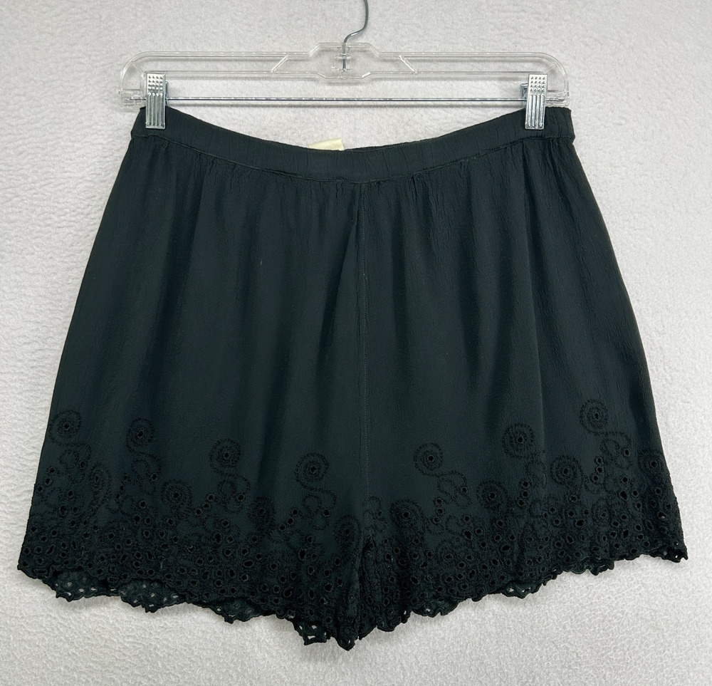 GHOST Shorts Womens S Crepe Eyelet Mini High Rise Pull On Black England